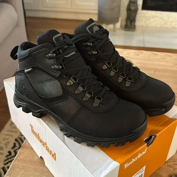 Timberland Men's Mt. Maddsen Mid Waterproof Hiking Boot Black NEW in Box - Picture 7 of 9